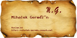 Mihalek Germán névjegykártya